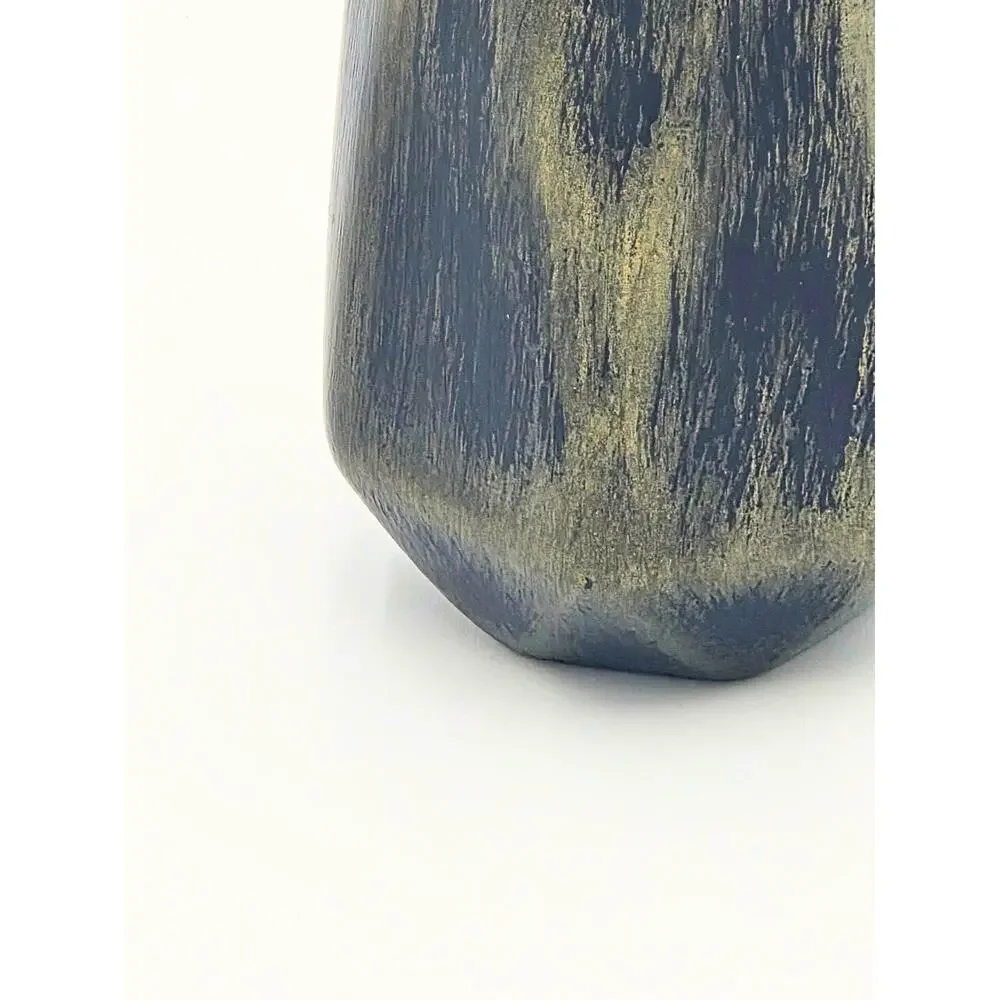 Black Ceramic Vase with Gold Accents – Rustic Modern Pottery Decor